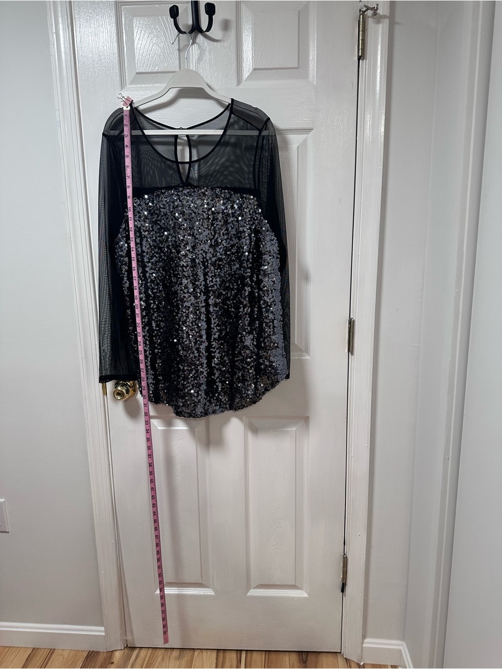 torrid Black Sequin & Mesh Long Sleeve Top